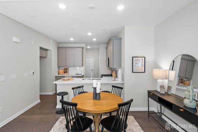 1305 Parker Blvd, West Windsor, NJ 08550 - dining space featuring baseboards, recessed lighting, and dark wood finished floors