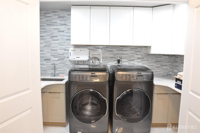 260 Church Ln, North Brunswick, NJ 08902 - laundry area featuring cabinet space and washing machine and dryer