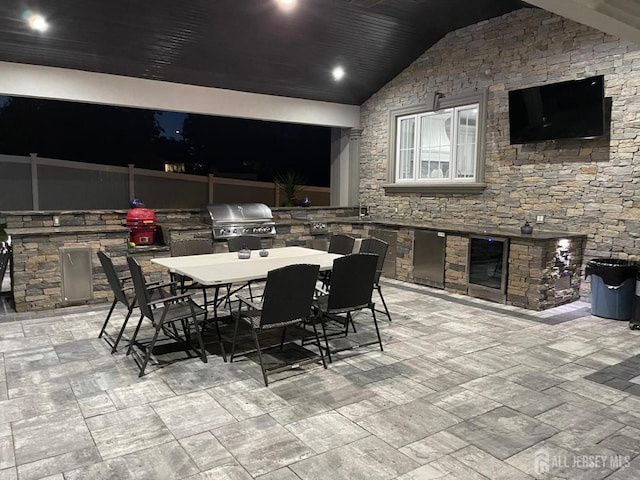 260 Church Ln, North Brunswick, NJ 08902 - view of patio with an outdoor kitchen, outdoor dining space, and wine cooler