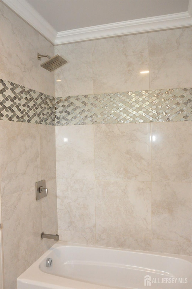 260 Church Ln, North Brunswick, NJ 08902 - bathroom with ornamental molding and shower / bathtub combination