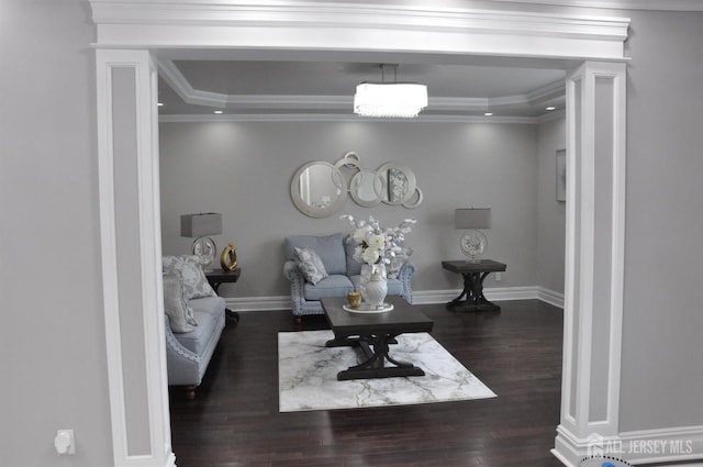 260 Church Ln, North Brunswick, NJ 08902 - living room with wood finished floors, crown molding, and baseboards