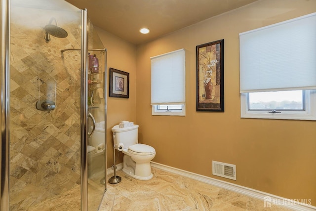 415 Spotswood Englishtown Rd, Monroe, NJ 08831 - full bath featuring a stall shower, toilet, baseboards, and recessed lighting