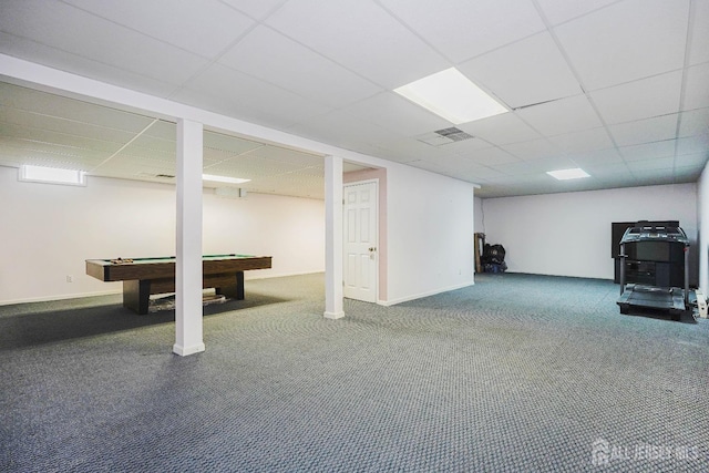 415 Spotswood Englishtown Rd, Monroe, NJ 08831 - finished basement featuring a drop ceiling, carpet, pool table, and baseboards