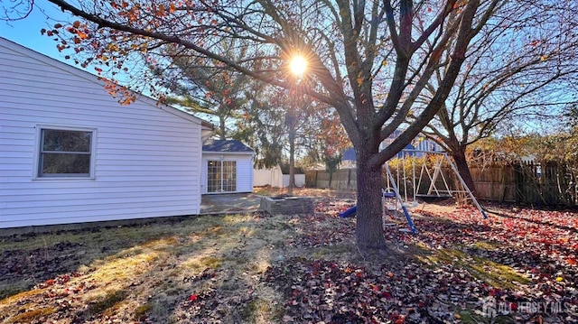 view of yard featuring a playground