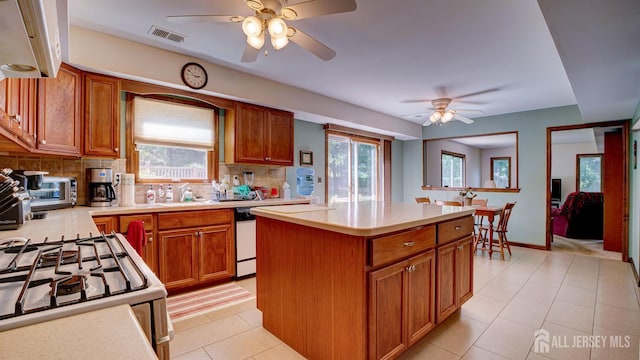 9 Toby Ter, Monroe, NJ 08831 - kitchen with ceiling fan, plenty of natural light, and white range with gas stovetop