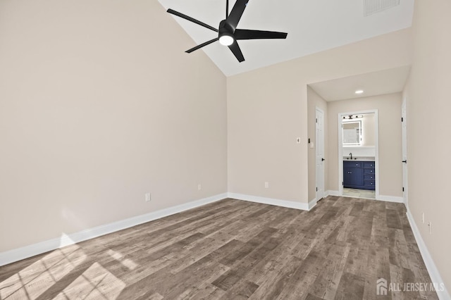 77 Winthrop Rd Unit C, Monroe Township, NJ 08331 - empty room featuring baseboards, a ceiling fan, wood finished floors, and visible vents