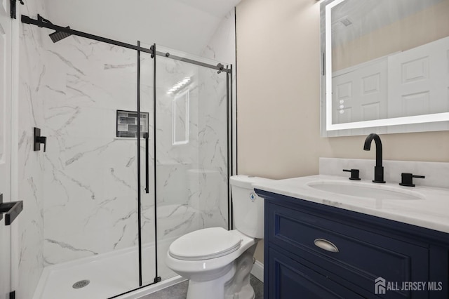 77 Winthrop Rd Unit C, Monroe Township, NJ 08331 - bathroom featuring vanity, a marble finish shower, and toilet