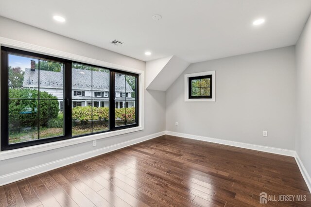 bonus room with dark hardwood / wood-style floors and a wealth of natural light