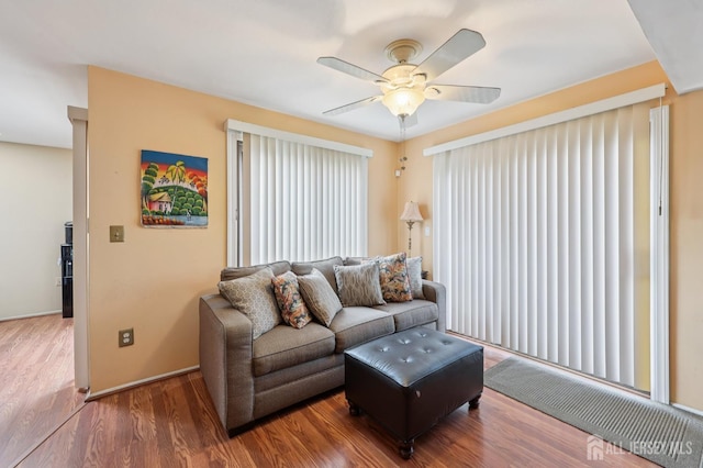 160 Goldmine Ln, Old Bridge, NJ 08857 - living area with wood finished floors and ceiling fan