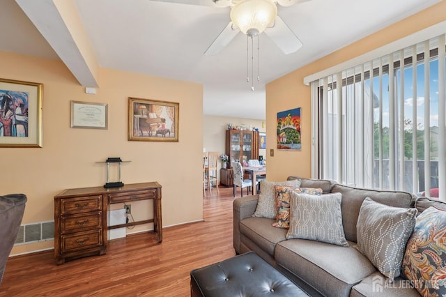 160 Goldmine Ln, Old Bridge, NJ 08857 - living room with wood finished floors and ceiling fan