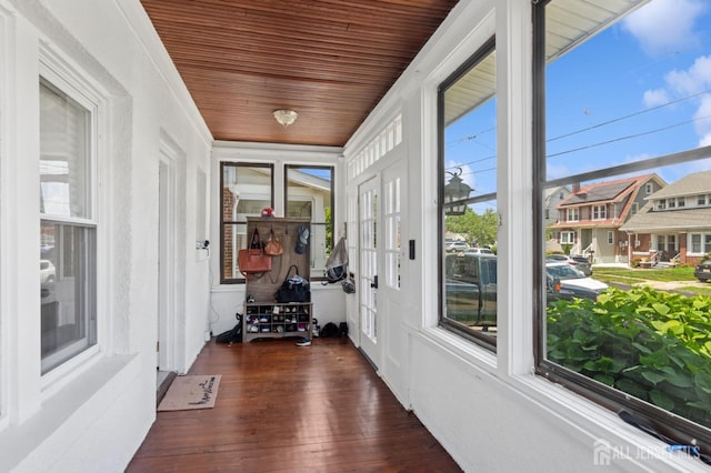 147 Grove Ave, Woodbridge Proper, NJ 07095 - sunroom featuring wood finished floors and wooden ceiling