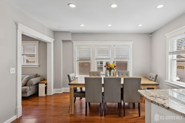 147 Grove Ave, Woodbridge Proper, NJ 07095 - dining space featuring dark wood-style flooring and recessed lighting