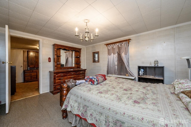 45 Lake Ave, Helmetta, NJ 08828 - bedroom with carpet flooring, a chandelier, and crown molding