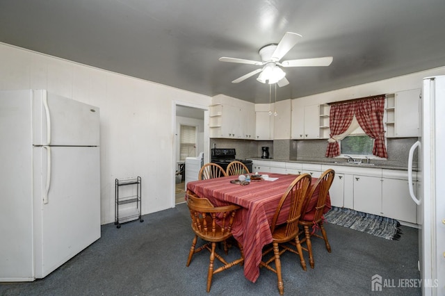 45 Lake Ave, Helmetta, NJ 08828 - dining space with ceiling fan and dark carpet