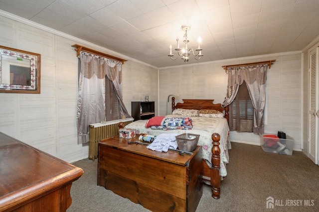 45 Lake Ave, Helmetta, NJ 08828 - bedroom featuring carpet, crown molding, and a chandelier