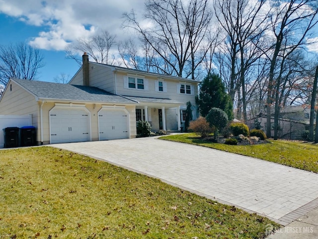 18 Timber Rd, East Brunswick, NJ 08816 - traditional-style home featuring a garage, a front lawn, driveway, a porch, and roof with shingles