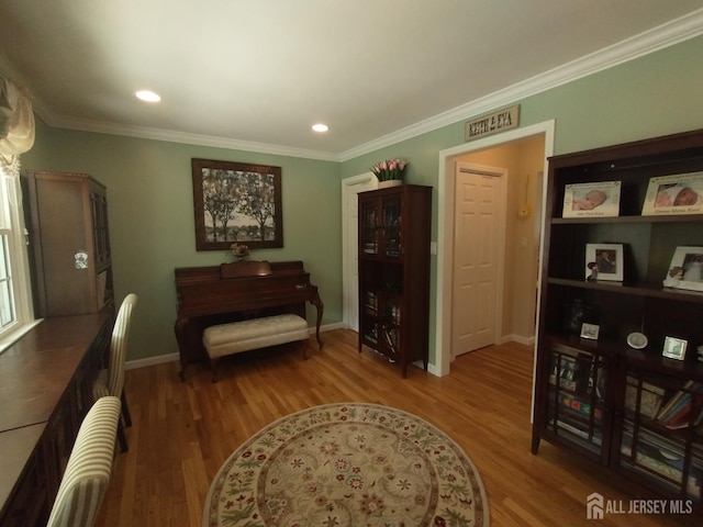 18 Timber Rd, East Brunswick, NJ 08816 - sitting room featuring wood finished floors, baseboards, ornamental molding, and recessed lighting