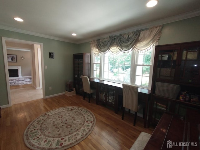 18 Timber Rd, East Brunswick, NJ 08816 - office featuring crown molding, wood finished floors, recessed lighting, and baseboards