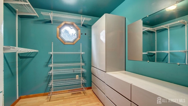 walk in closet featuring wood finished floors