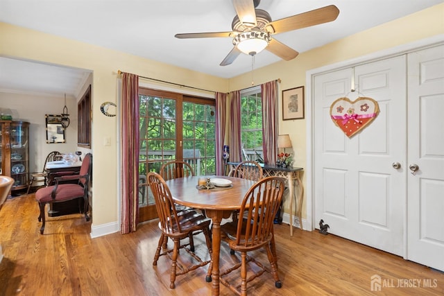 22 S Drive E, Brunswick, NJ 08816 - dining area featuring light wood-style floors, baseboards, and a ceiling fan