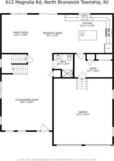 612 Magnolia Rd, North Brunswick, NJ 08902 - property floor plan