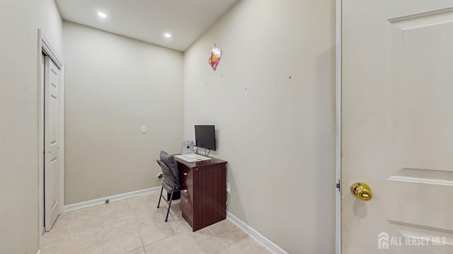 612 Magnolia Rd, North Brunswick, NJ 08902 - unfurnished office with light tile patterned floors, recessed lighting, and baseboards