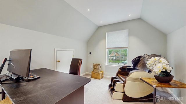 612 Magnolia Rd, North Brunswick, NJ 08902 - office with vaulted ceiling, light carpet, and baseboards
