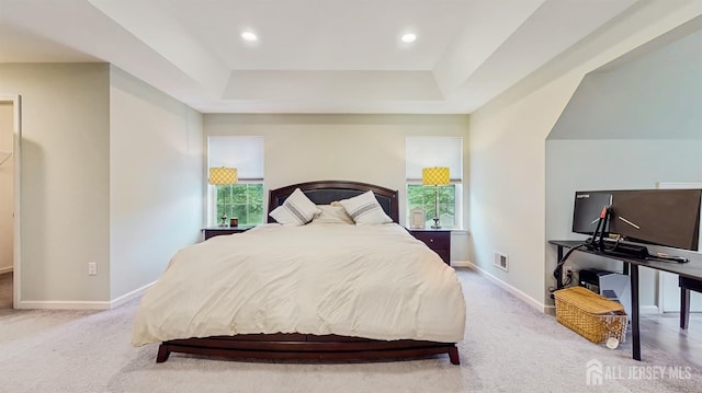612 Magnolia Rd, North Brunswick, NJ 08902 - carpeted bedroom featuring multiple windows, baseboards, a raised ceiling, and recessed lighting