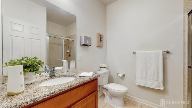 612 Magnolia Rd, North Brunswick, NJ 08902 - full bath featuring a stall shower, tile patterned floors, vanity, toilet, and baseboards