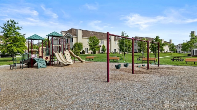 communal playground with a yard