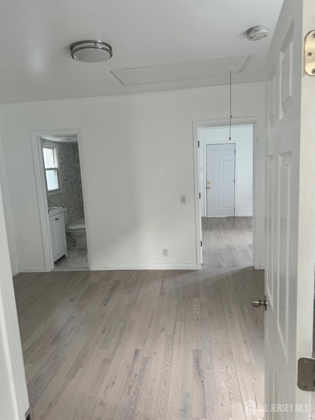 364 Myrtle St, Perth Amboy, NJ 08861 - spare room featuring attic access, wood finished floors, and a smoke detector