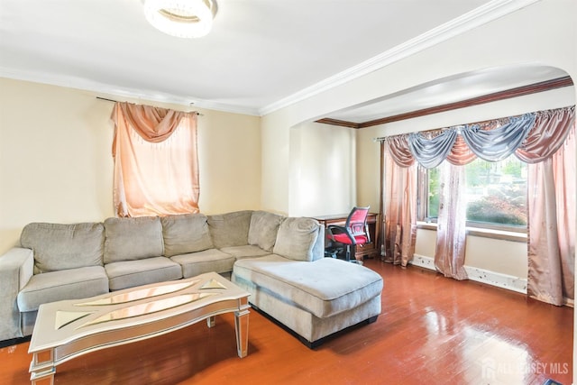 68 Pennsylvania Ave, Perth Amboy, NJ 08861 - living area with ornamental molding, wood finished floors, and baseboards