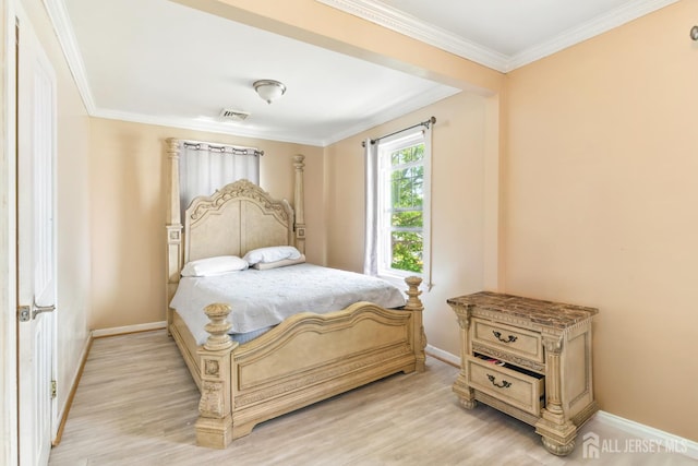 68 Pennsylvania Ave, Perth Amboy, NJ 08861 - bedroom with baseboards, light wood-style floors, and ornamental molding