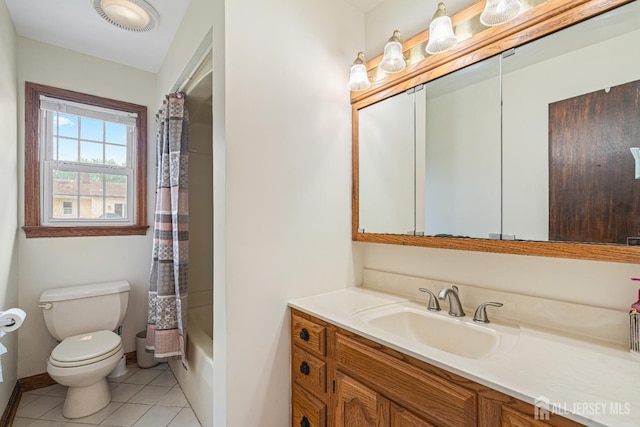 1208 Omaha Rd, North Brunswick, NJ 08902 - full bathroom featuring vanity, tile patterned flooring, and shower / tub combo