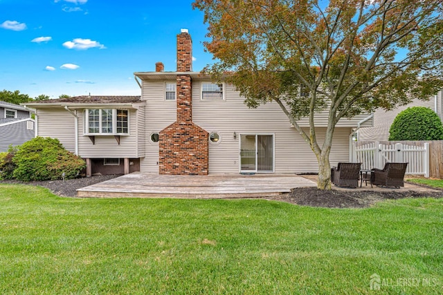 1208 Omaha Rd, North Brunswick, NJ 08902 - back of house featuring a deck and a chimney