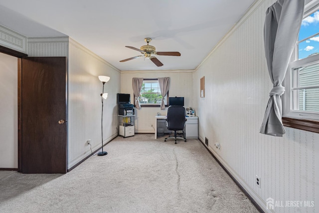 1208 Omaha Rd, North Brunswick, NJ 08902 - carpeted office space featuring ornamental molding and ceiling fan