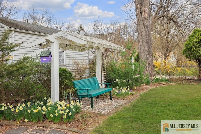 view of community featuring a pergola
