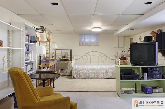 bedroom with a drop ceiling
