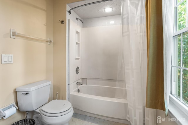 907 Meadow Ct, Helmetta, NJ 08828 - bathroom featuring shower / bath combination with curtain and tile patterned floors