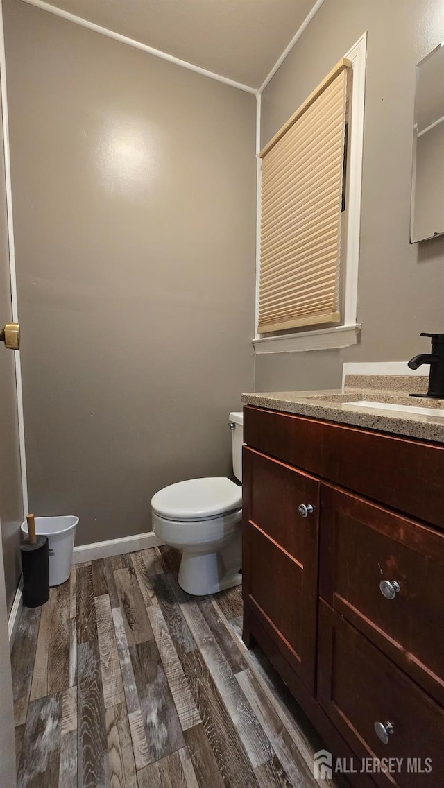 22 Delaney Ct, South Plainfield, NJ 07080 - bathroom featuring toilet, wood finished floors, and vanity