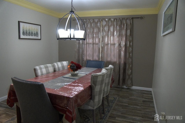 22 Delaney Ct, South Plainfield, NJ 07080 - dining space with crown molding, baseboards, and wood finished floors