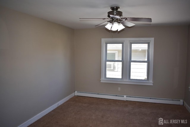 30 John St, South River, NJ 08882 - unfurnished room featuring carpet flooring, ceiling fan, cooling unit, baseboards, and baseboard heating