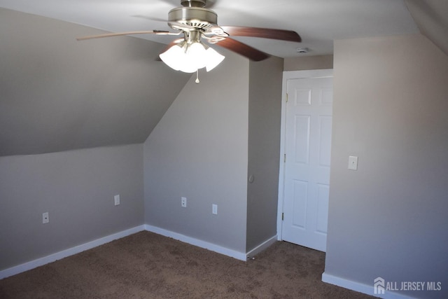 30 John St, South River, NJ 08882 - bonus room with carpet, a ceiling fan, lofted ceiling, and baseboards