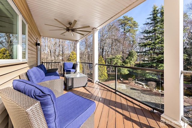 6 Alex Ct, Monroe, NJ 08831 - wooden terrace featuring ceiling fan and outdoor lounge area