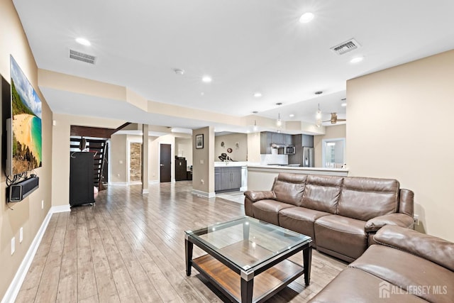 6 Alex Ct, Monroe, NJ 08831 - living room featuring baseboards, light wood-style flooring, and recessed lighting