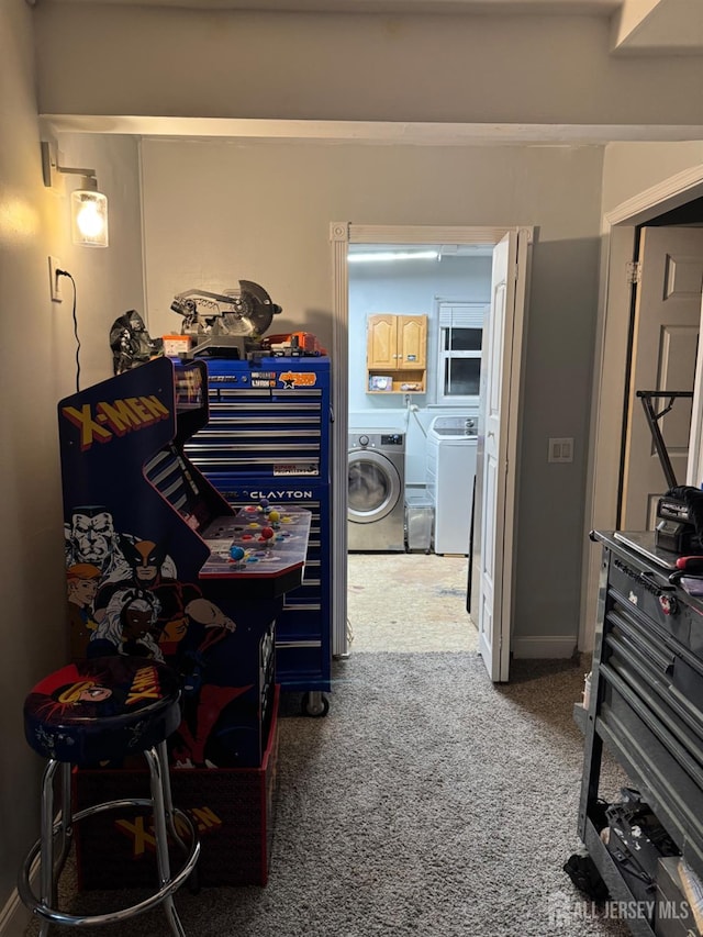 interior space featuring washer and clothes dryer