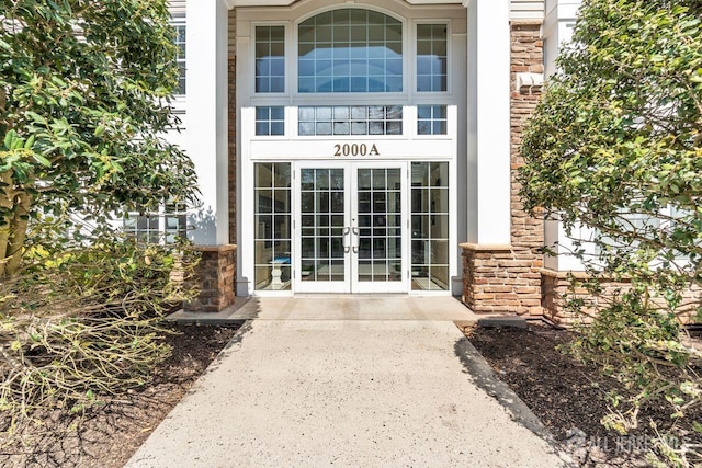 2204 Conrad Way, Franklin, NJ 08873 - doorway to property featuring french doors and stone siding