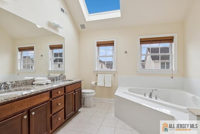 20 Washingtons Xing, Monroe, NJ 08831 - full bathroom with a skylight, a garden tub, double vanity, plenty of natural light, and vaulted ceiling