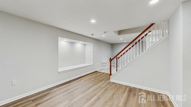 46 Carriage Dr, Piscataway, NJ 08854 - interior space featuring baseboards, wood finished floors, recessed lighting, and stairs