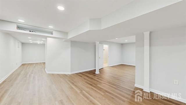 46 Carriage Dr, Piscataway, NJ 08854 - finished basement featuring light wood finished floors, baseboards, and recessed lighting